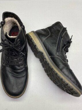 Rieker Black Leather Combat Boots Size 40 (US 9-9.5)  Summer Sale